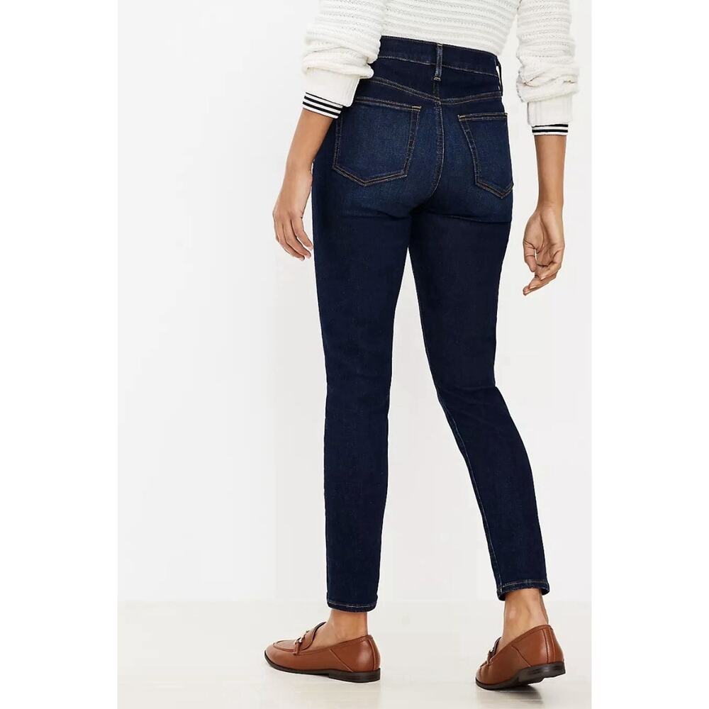 Loft High Rise Modern Straight in Classic Dark Indigo Wash -women’s O/ 25 - Picture 2 of 8